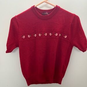 Vrg round neck knit top red sz small to semi med